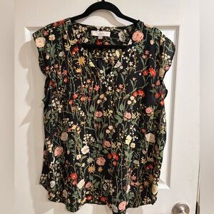 Loft, floral, v-neck sleeveless top.